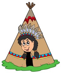 Poster - Indian in small tepee