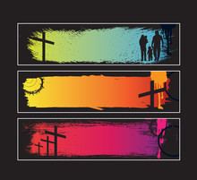 Website Banner Set For Modern Christian Grunge Style