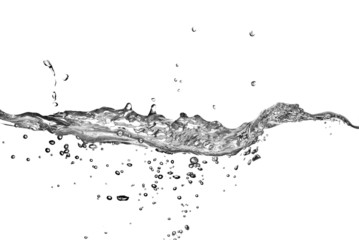 Wall Mural - water splash with bubbles isolated on white