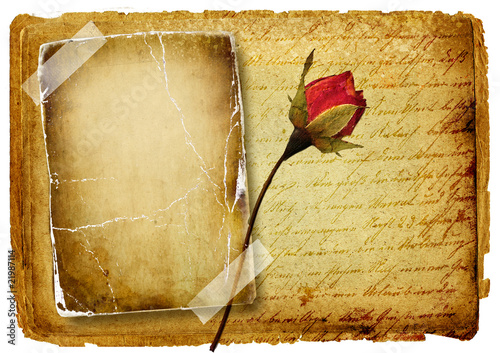 vintage love letter - blank page and rose