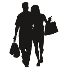 Silhouette Couple Shopping