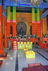 Wall Mural - China Beijing ancient Fayuan temple interior.