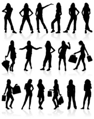 Sticker - Vector silhouettes girls