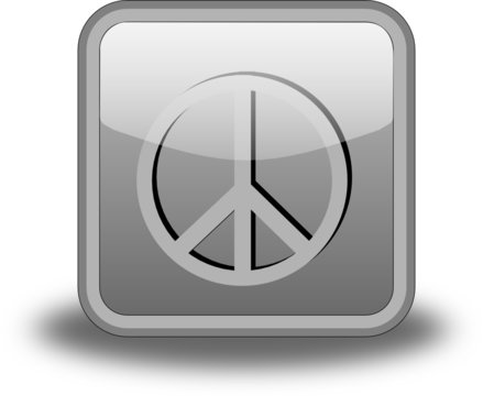 Grey Peace Square Button