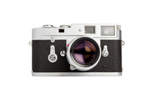 Old Rangefinder Vintage Camera On White Background