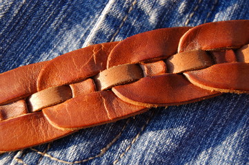 Leather belt on jeans