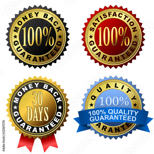 Fotografía Vector set of 100% guarantee golden labels.