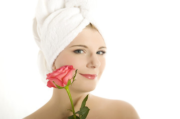 close-up portrait of Young beautiful woman with healthy skin