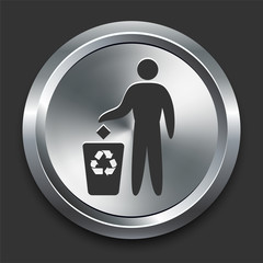 Wall Mural - Pollution Symbol Icon on Metal Internet Button