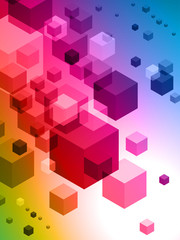 Wall Mural - 3D Cubes on Colorful Abstract Background