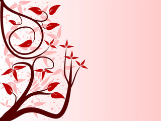 Sticker - A red abstract floral background