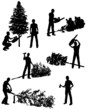 Lumberjack vector set with different tools