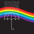 abstract background with a rainbow umbrella and rain