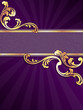 Purple vertical banner with gold filigree