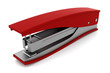 red stapler isolated on white background with clipping path