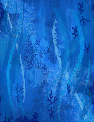 Fotomurales - fond bleu sous la mer motif corail plongée sous-marine