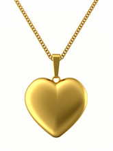 Golden Pendant In Shape Of Heart On Chain