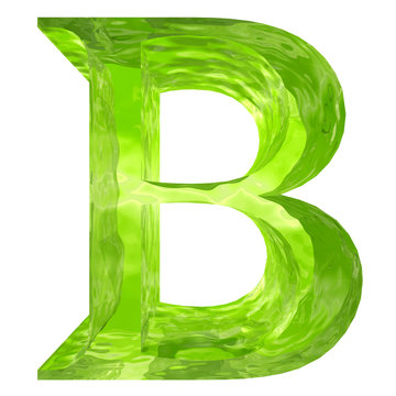 High resolution green glass font isolated