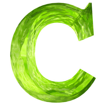 High resolution green glass font isolated