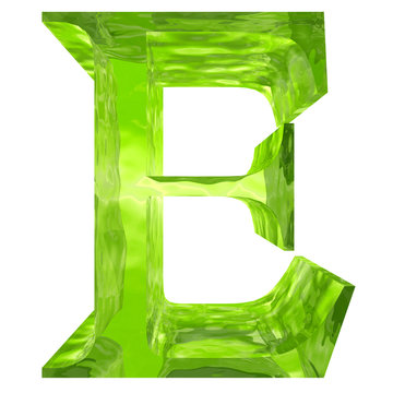 High resolution green glass font isolated