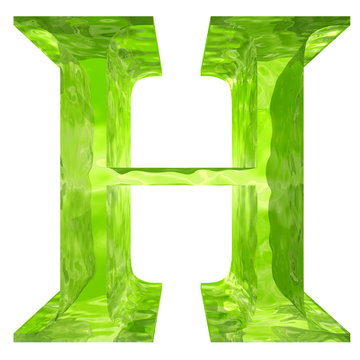 High resolution green glass font isolated