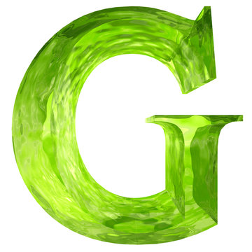 High resolution green glass font isolated