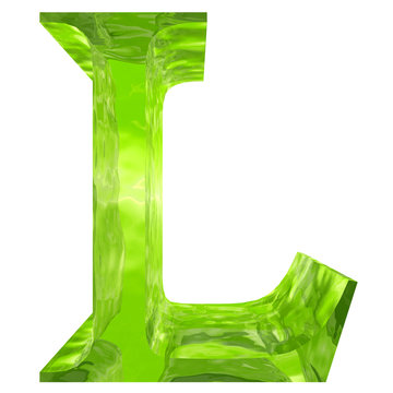 High resolution green glass font isolated