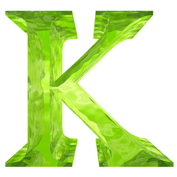 High resolution green glass font isolated