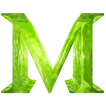 High resolution green glass font isolated