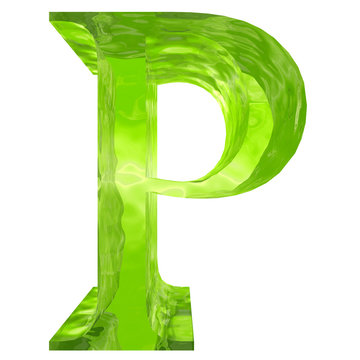 High resolution green glass font isolated