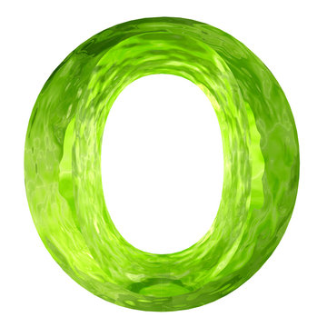 High resolution green glass font isolated
