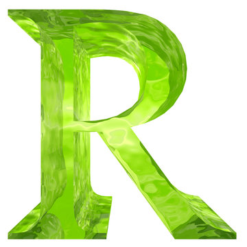 High resolution green glass font isolated