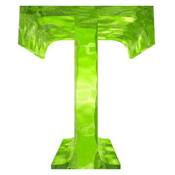 High resolution green glass font isolated