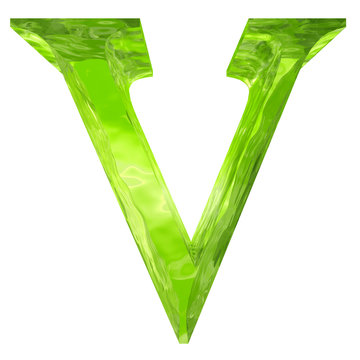 High resolution green glass font isolated