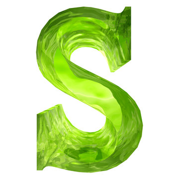 High resolution green glass font isolated