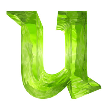 High resolution green glass font isolated