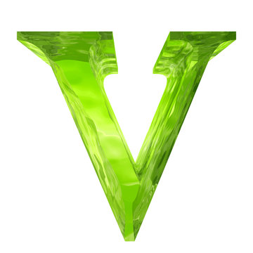 High resolution green glass font isolated