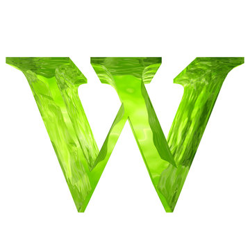 High resolution green glass font isolated