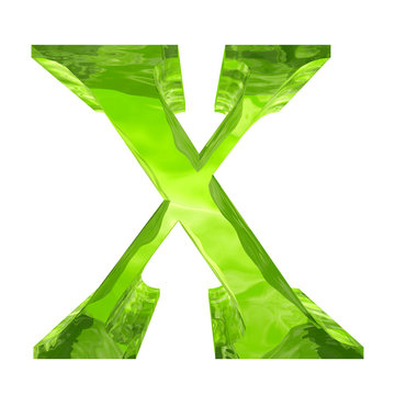 High resolution green glass font isolated