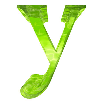 High resolution green glass font isolated