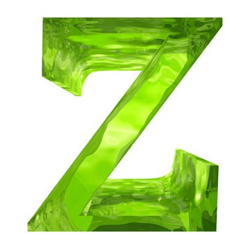 High resolution green glass font isolated