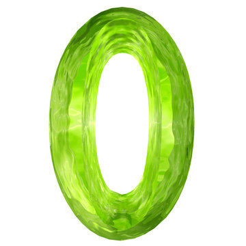 High resolution green glass number isolated