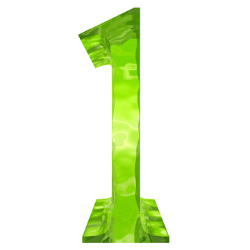High resolution green glass number isolated