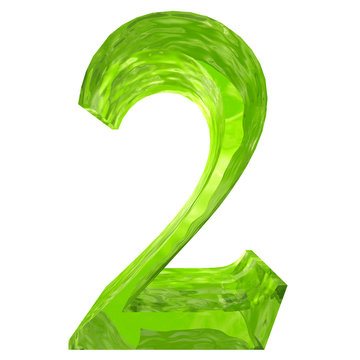 High resolution green glass number isolated
