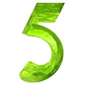 High resolution green glass number isolated