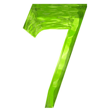 High resolution green glass number isolated