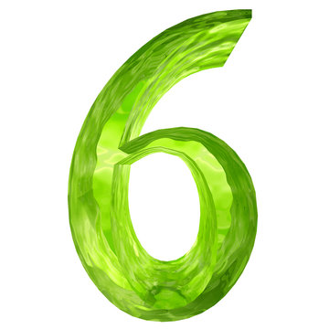 High resolution green glass number isolated