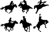 Fototapeta Konie - Cowboys silhouettes
