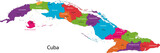 Fototapeta Mapy - Colorful Cuba map with provinces and capital cities