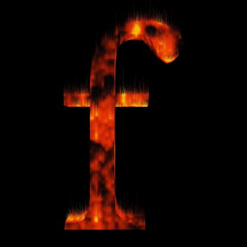 High resolution burning font isolated on black background